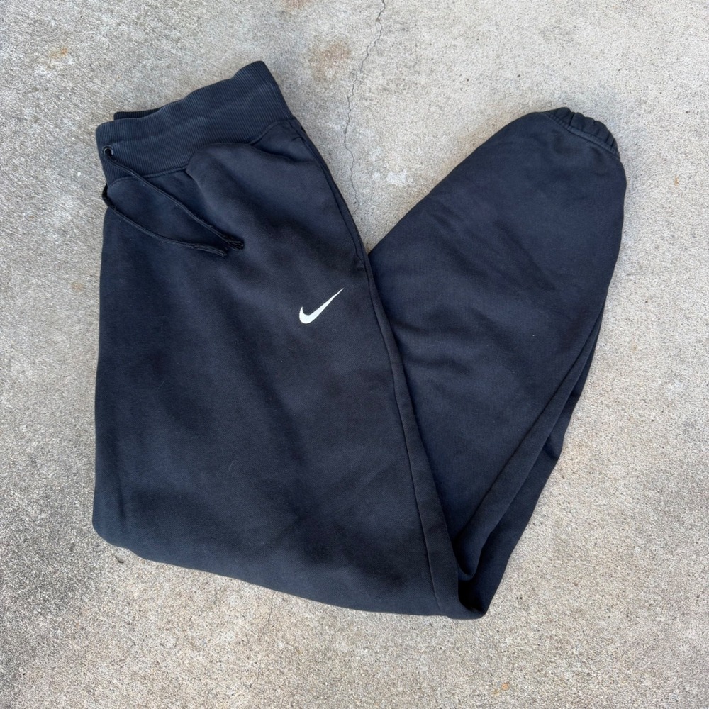Nike | Fleece Jogger Sweatpants Y2K Black Embroidered Mens Small Baggy Athletic
